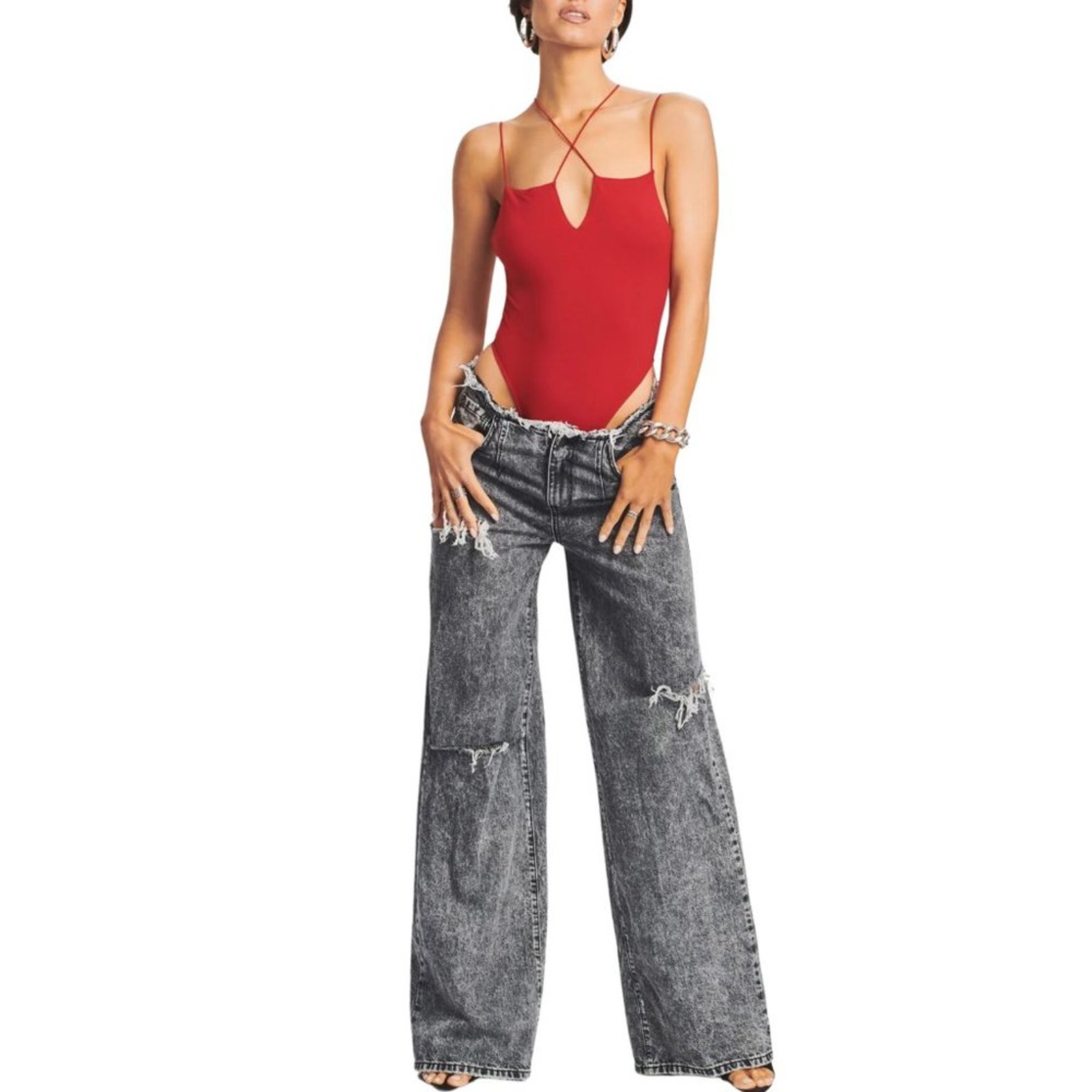 Ser.O.Ya Echo Bodysuit In Red Nwt Size Large